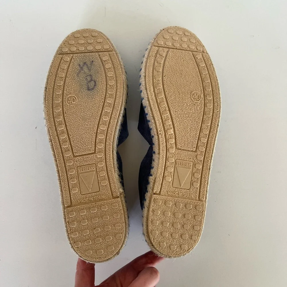 Verbenas Spain Carmen Espadrille Dusty Denim Blue Suede Slip On Flat, size 40
